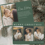 Minimalist Elegant Christmas Simple 4 Photo Moss Holiday Card<br><div class="desc">Celebrate the season with timeless elegance through this Minimalist Elegant Christmas Simple 4 Photo Moss Green Holiday Card. Designed for those who value classic style and simplicity, this card features a stunning moss green backdrop that beautifully complements a 4-photo collage layout. It’s the perfect way to share cherished family moments...</div>