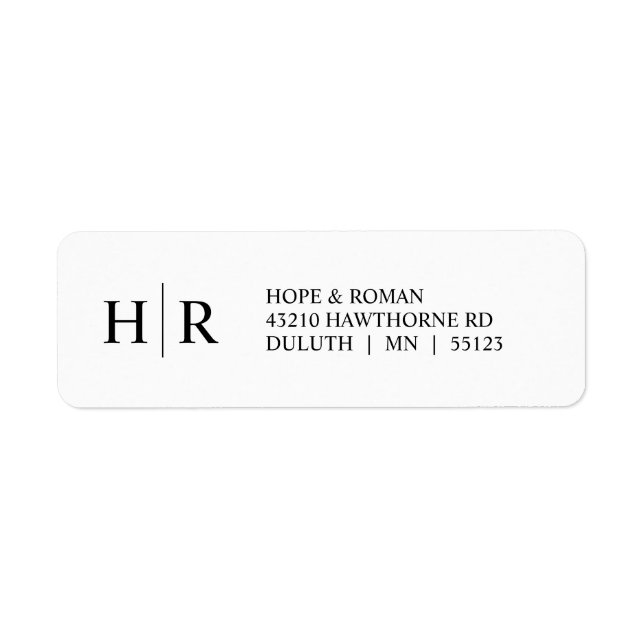 Minimalist Elegant Classic Black White Monogram Label (Front)