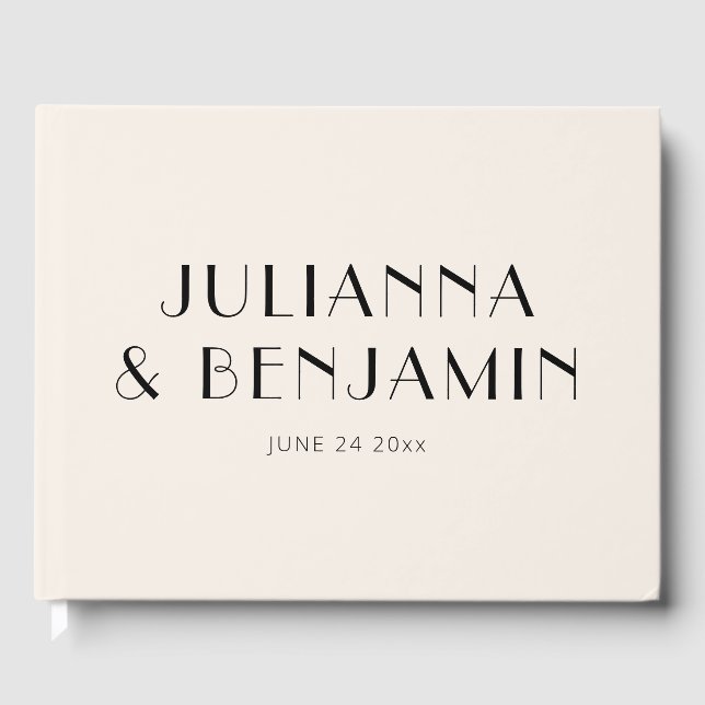 Minimalist Elegant Classic Ivory Custom Wedding Guest Book (Front)