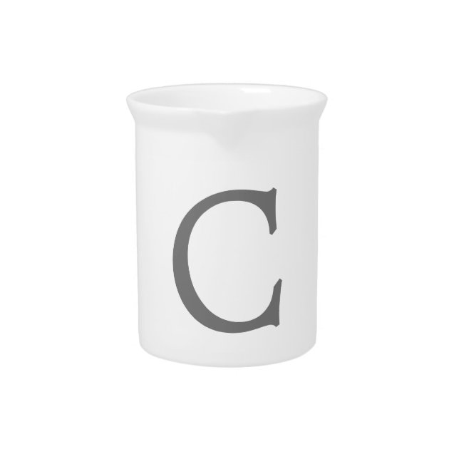 Minimalist Elegant Classical Monogram Initial Grey Beverage Pitcher (Front)