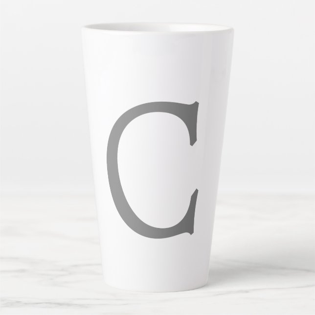 Minimalist Elegant Classical Monogram Initial Grey Latte Mug (Front)