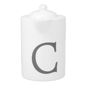 Minimalist Elegant Classical Monogram Initial Grey Teapot