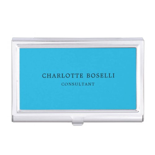 Minimalist Elegant Classical Professional Blue Business Card Case