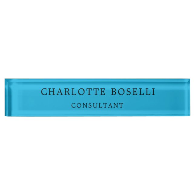 Minimalist Elegant Classical Professional Blue Desk Name Plate (Front)