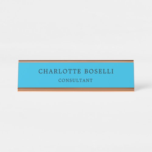 Minimalist Elegant Classical Professional Blue Desk Name Plate