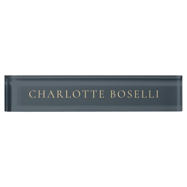Minimalist Elegant Classical Professional Charcoal Desk Name Plate (Front)