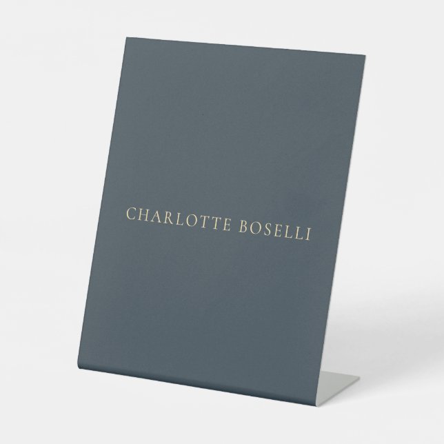 Minimalist Elegant Classical Professional Charcoal Pedestal Sign (Front)