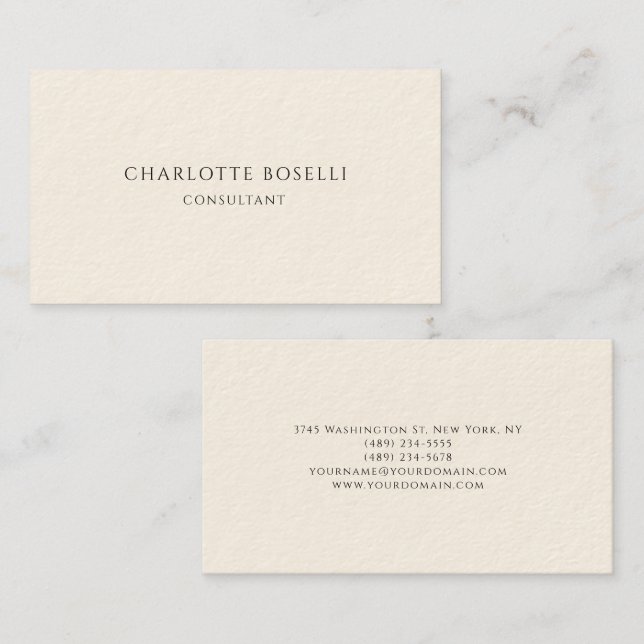 Minimalist Elegant Classical Professional Cream Business Card (Front/Back)