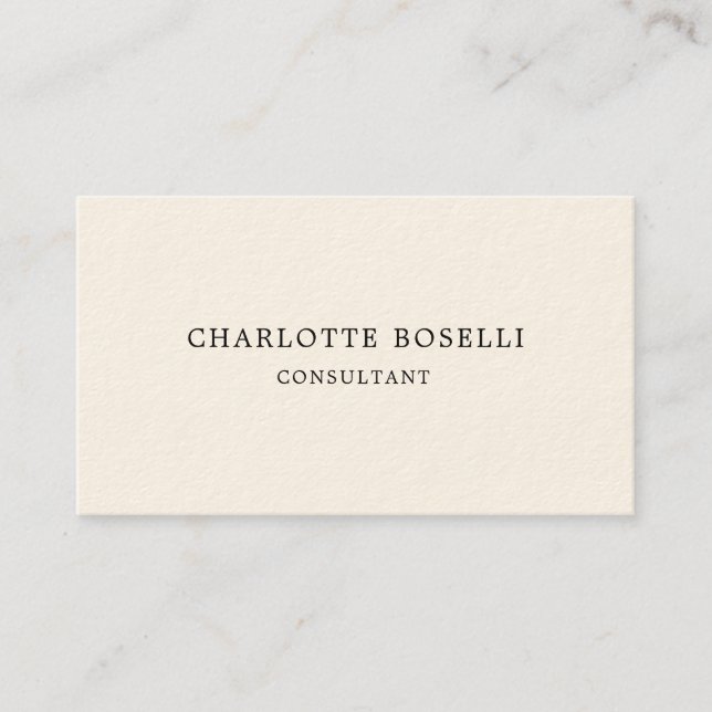 Minimalist Elegant Classical Professional Cream Business Card (Front)