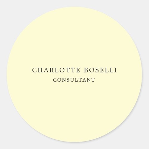 Minimalist Elegant Classical Professional Cream Classic Round Sticker