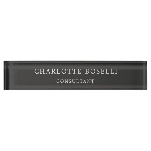 Minimalist Elegant Classical Professional Grey Desk Name Plate