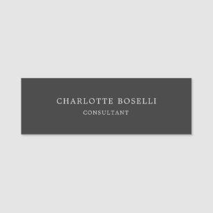 Minimalist Elegant Classical Professional Grey Name Tag