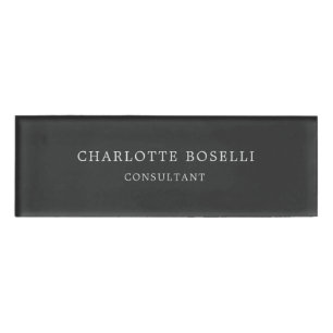 Minimalist Elegant Classical Professional Grey Name Tag