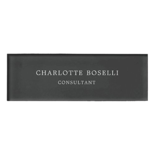 Minimalist Elegant Classical Professional Grey Name Tag
