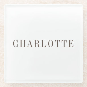 Minimalist Elegant Classical Professional Name Glass Coaster