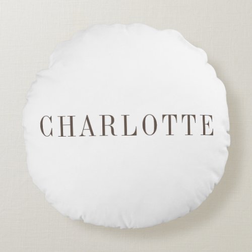Minimalist Elegant Classical Professional Name Round Pillow