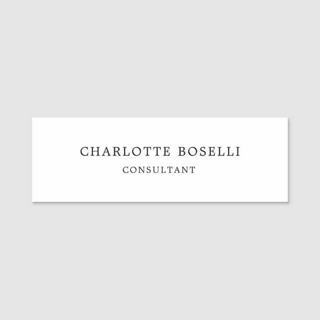Minimalist Elegant Classical Professional Name Tag (Front)