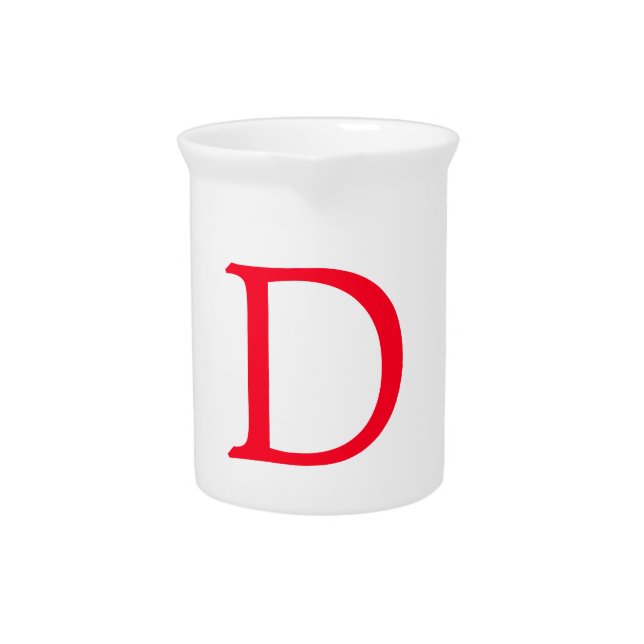 Minimalist Elegant Classical Red Monogram Initial Beverage Pitcher (Front)