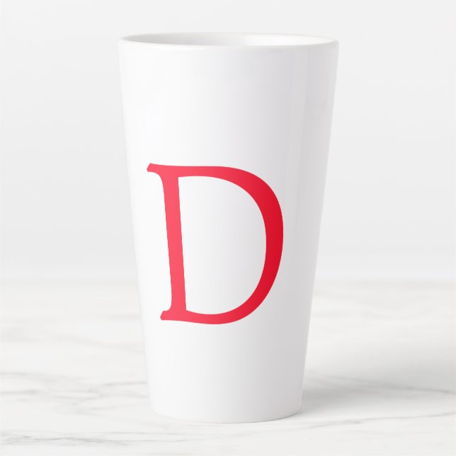 Minimalist Elegant Classical Red Monogram Initial Latte Mug (Front)
