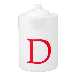 Minimalist Elegant Classical Red Monogram Initial Teapot
