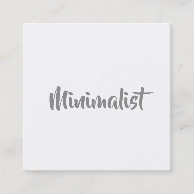 minimalist elegant cool gray script on white square business card (Front)