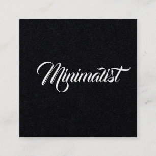 minimalist elegant cool script on black square business card