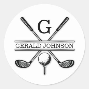 Minimalist Elegant Custom Golf Monogram Classic Round Sticker