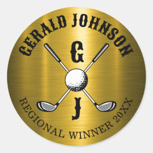 Minimalist Elegant Custom Golf Monogram Classic Round Sticker