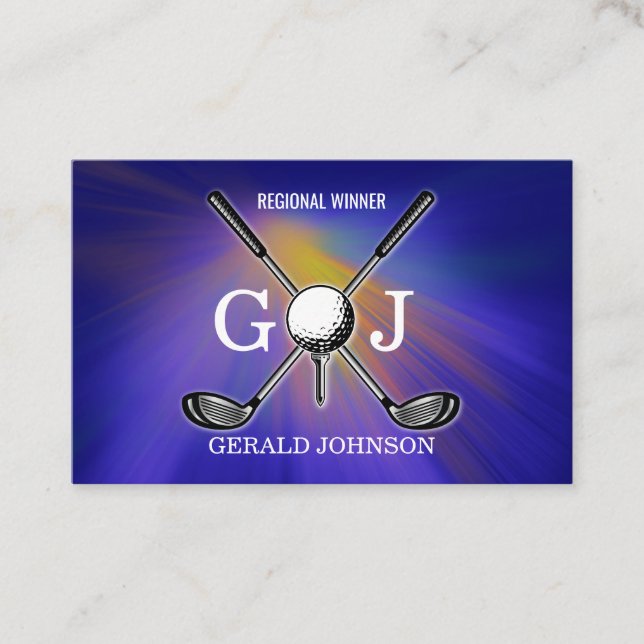 Minimalist Elegant Custom Golf Monogram Design Bus Business Card (Front)