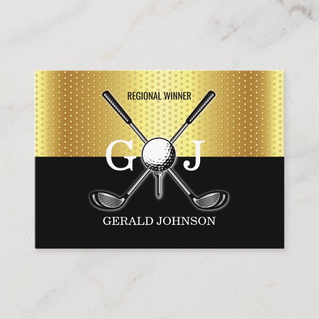 Minimalist Elegant Custom Golf Monogram Design Bus Business Card (Front)