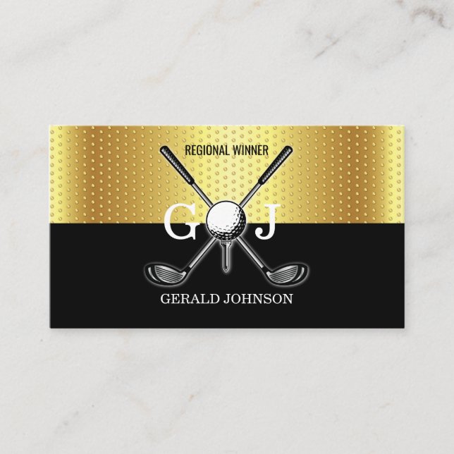 Minimalist Elegant Custom Golf Monogram Design Bus Business Card (Front)