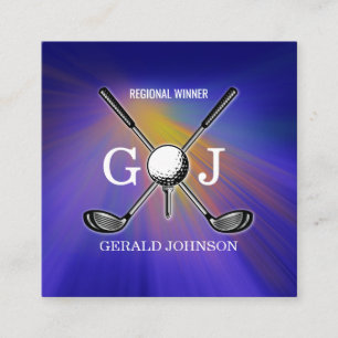 Minimalist Elegant Custom Golf Monogram Design Bus Square Business Card