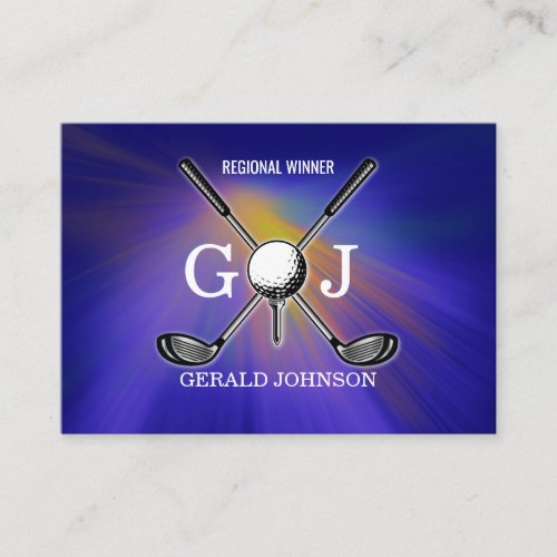 Minimalist Elegant Custom Golf Monogram Design Business Card