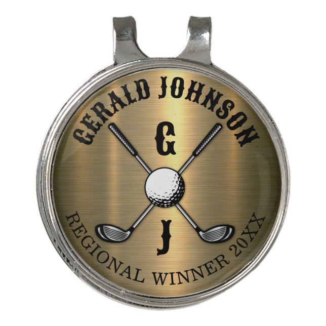 Minimalist Elegant Custom Golf Monogram Design Golf Hat Clip (Front)