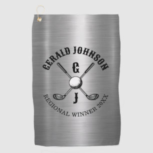 Minimalist Elegant Custom Golf Monogram Design Golf Towel