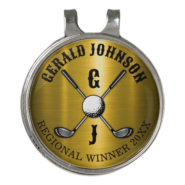 Minimalist Elegant Custom Golf Monogram Design Hat Clip (Front)