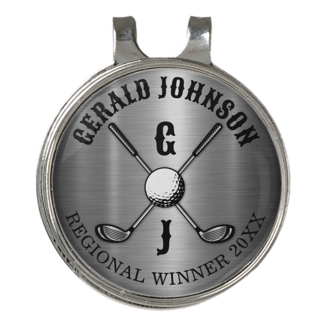 Minimalist Elegant Custom Golf Monogram Design Hat Clip (Front)