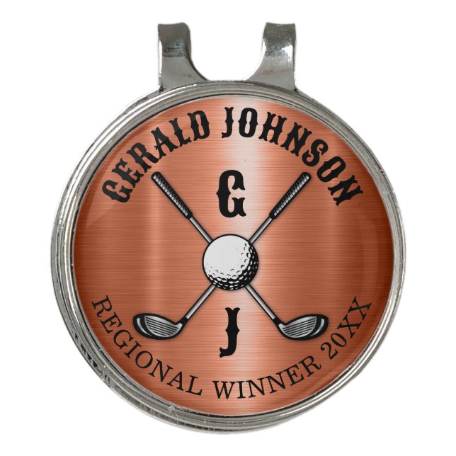 Minimalist Elegant Custom Golf Monogram Design Hat Clip (Front)