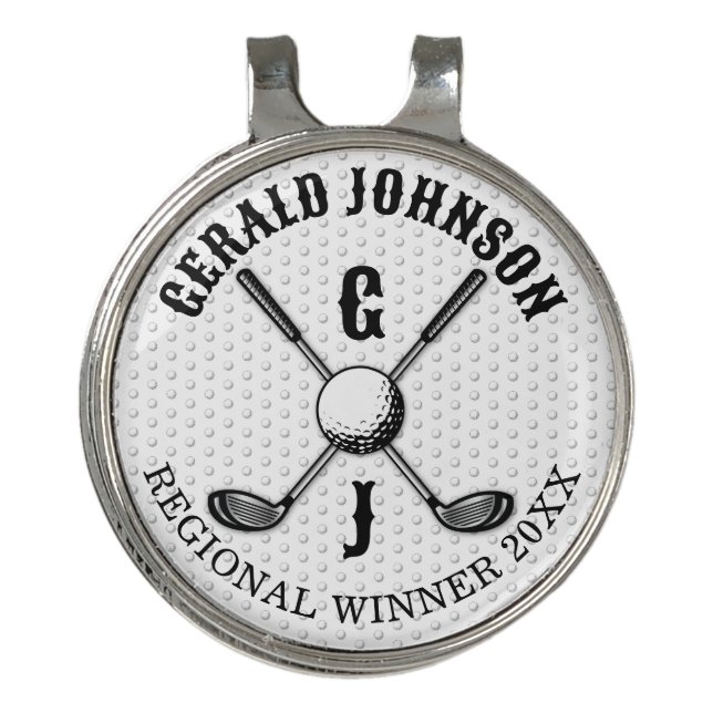 Minimalist Elegant Custom Golf Monogram Design Hat Clip (Front)