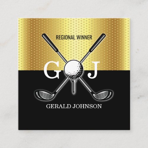 Minimalist Elegant Custom Golf Monogram Design Squ Square Business Card
