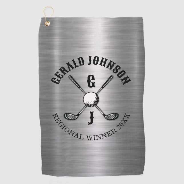 Minimalist Elegant Custom Golf Monogram Design Towel (Front)