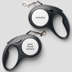 Minimalist elegant custom name and contact info retractable pet leash 