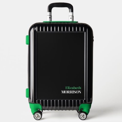 Minimalist elegant custom Name green Luggage