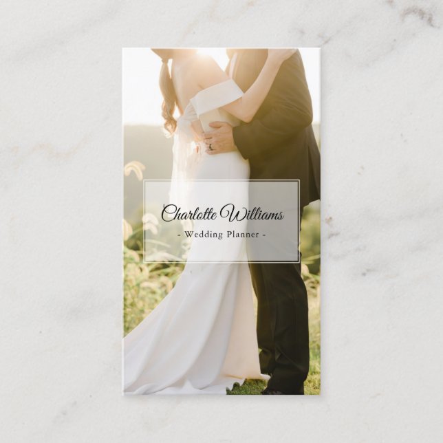 Minimalist Elegant Custom Photos Wedding Planner Business Card (Front)