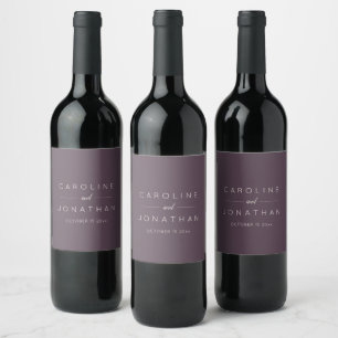 Minimalist Elegant Custom Wedding Fall Plum Wine Label