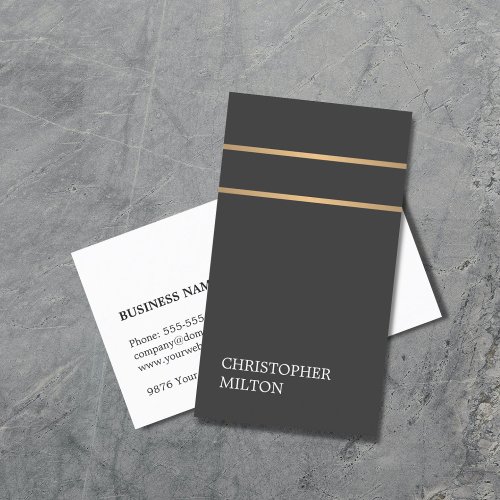 Minimalist Elegant Dark Faux Copper Lines Attorney Business Card