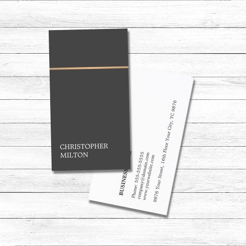 Minimalist Elegant Dark Faux Gold Line Business Card