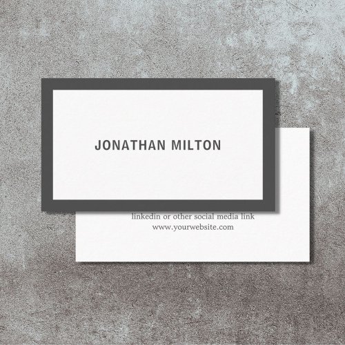 Minimalist Elegant Dark Gray White Consultant  Business Card