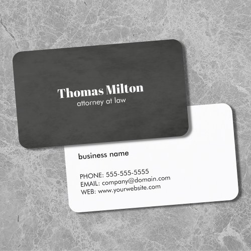 Minimalist Elegant Dark Grey Attorney Business Card