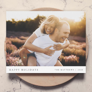 Minimalist Elegant Dark Purple Christmas Photo Holiday Card